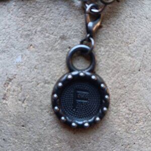 Metal Antique Matte Silver Color Bracelet Charm Letter F